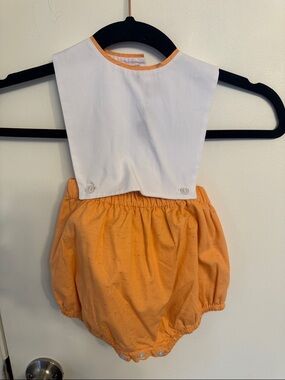 Orange and White Baby Diaper Cover with Bib - Classic Two-Tone